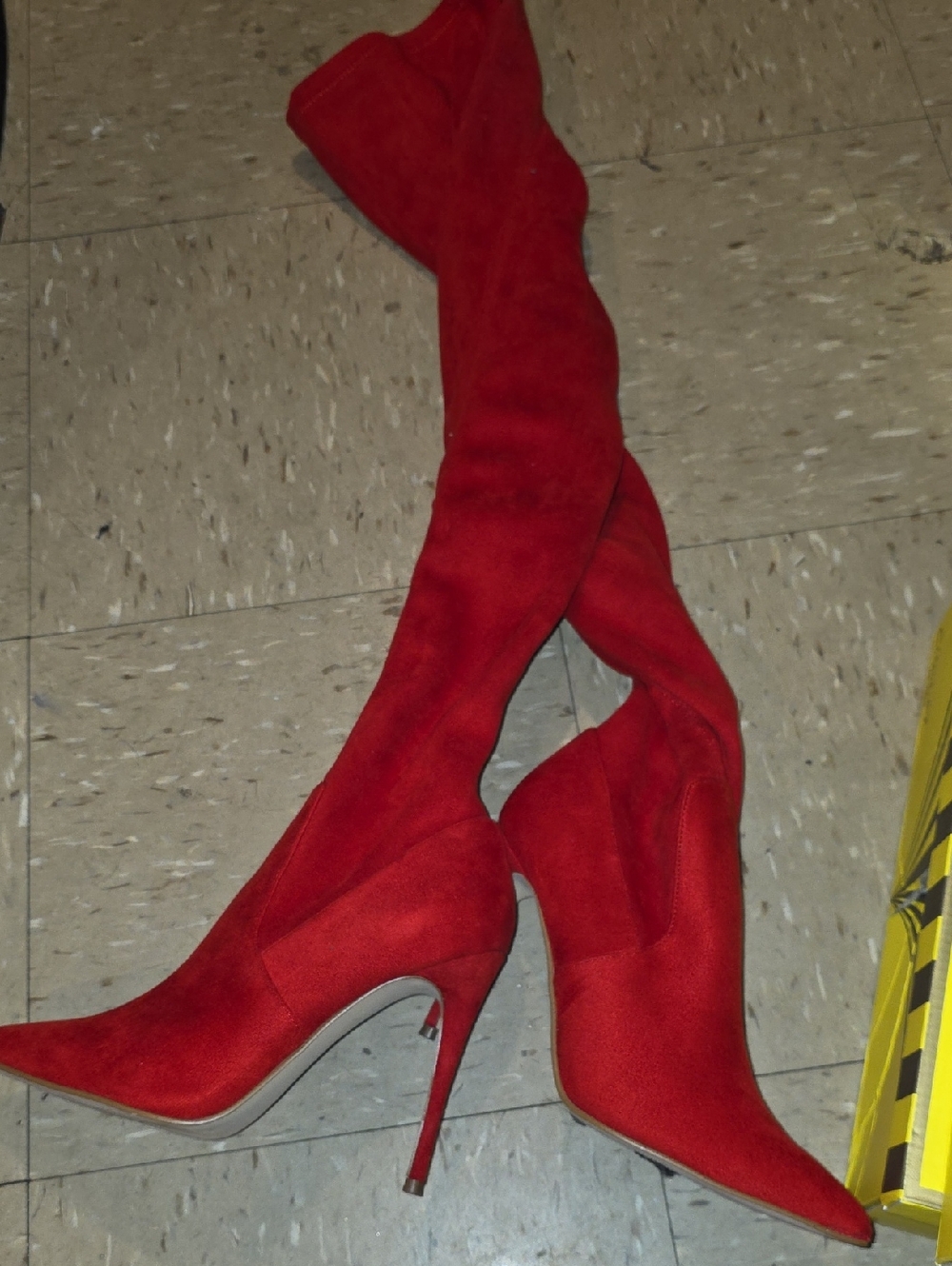 Red Over-the-Knee Stiletto Boots - Women's Fashion Boots